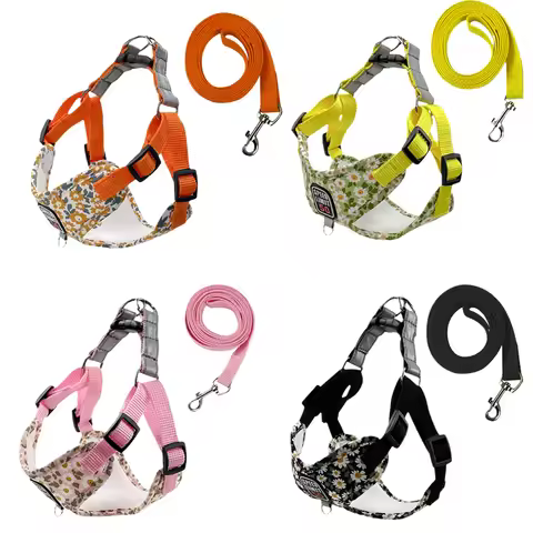 X-shaped Cat Puppy Harness and Leash Set for Small Dogs Cats Flower Print Pet Harnesses Kitten Acces
