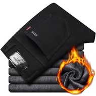 蒂默奇 纯黑色牛仔裤男2022加绒加厚弹力宽松直筒百搭经典裤子男士冬季天保暖牛仔长裤 纯黑色（加绒加厚） 36【腰围二尺八，150-160斤】