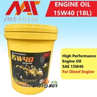 MEAUSU ENGINE OIL SAE 15W40 15W-40 (18L) Mineral - For DIESEL Toyota /Nissan / Honda (Free Mileage Sticker) Lorry Lori