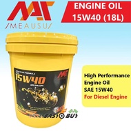 MEAUSU ENGINE OIL SAE 15W40 15W-40 (18L) Mineral - For DIESEL Toyota /Nissan / Honda (Free Mileage S