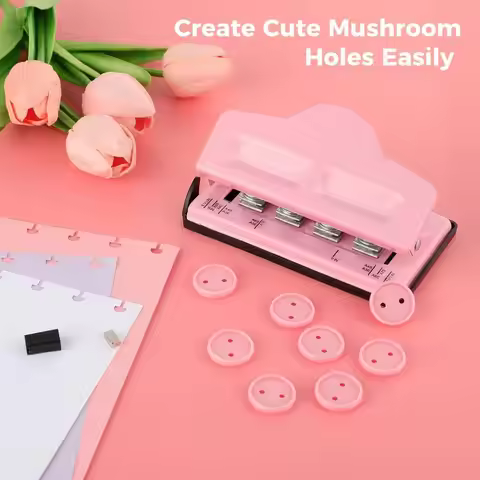 4-hole mushroom disc binding punch for A7/A6/A5/A4/A3 notepads, scrapbooks or notebooks.