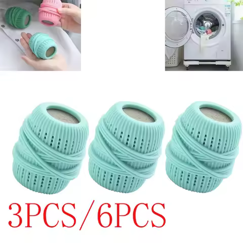 3/6PCS Washing Machine Laundry Ball Reusable Dryer Balls Clothes Cleaning Ball Fabric Softener Dispe