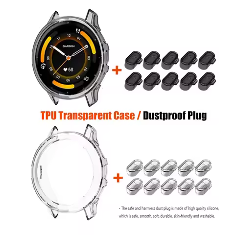 Transparent Soft Case Cover+TPU Dust Plug For Garmin Venu 3 4 41mm 45mm / Venu3 3s Venu4 4s