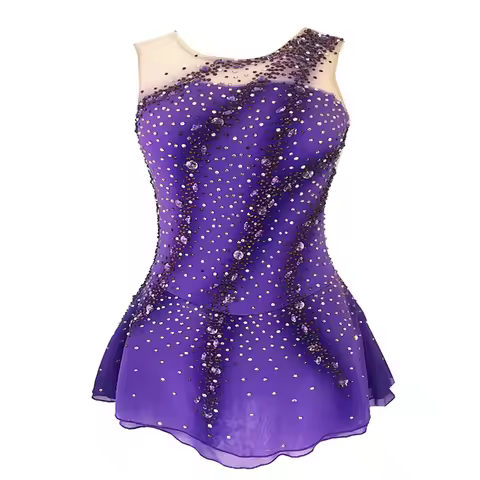 Girls' Ice Skating Dress Open Back Spandex Stretch Yarn High Elasticity Training Practice Competitio