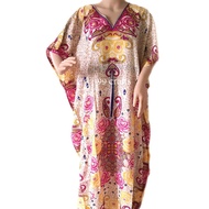 1 pcs Woman V neck batik Kaftan long dress, baju kelawar panjang, Floral Rose printed