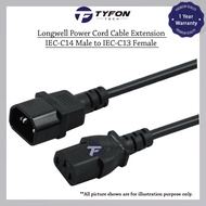 Longwell Power Cord Cable Extension IEC-C14 Male to IEC-C13 Female 1M