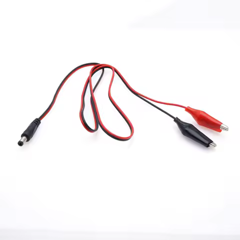 2 Alligator Clip To 1 Male DC Power Plug Connector Adapter 1 m Test Leads Wire DC 5.5*2.5mm Crocodil