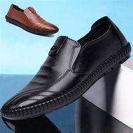 【LOVESTORES】Men's Leather Business Shoes Soft Pea Shoes Men's Leather Lazy Shoes รองเท้าลำลองผู้ชายรองเท้าส้นแบนแบบสบาย ๆ รองเท้าหนังสุภาพบุรุษ รองเท้าหนังแท้ธุรกิจชาย รองเท้าถั่วหนังนุ่มลำลองชาย
