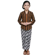 SETELAN Kebaya Lurik ANAK + Jarik Wiru Jarik Instant BatikPutih