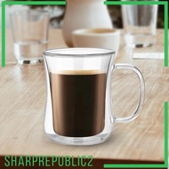 [Sharprepublic2] Double Walled Mug Drinking Glass Borosilicate Beverage Mug Espresso Cups Glass Cup Water Cup for Woman