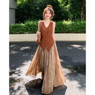 Limited Time Buy⏳Vacation Style Suit Skirt Women Summer Design Sense Slim-fit Sleeveless v-Neck Knit