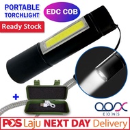 EDC COB LED Torchlight IPX6 Waterproof Battery Power USB Charging Interface 3 Modes Emergency Hiking