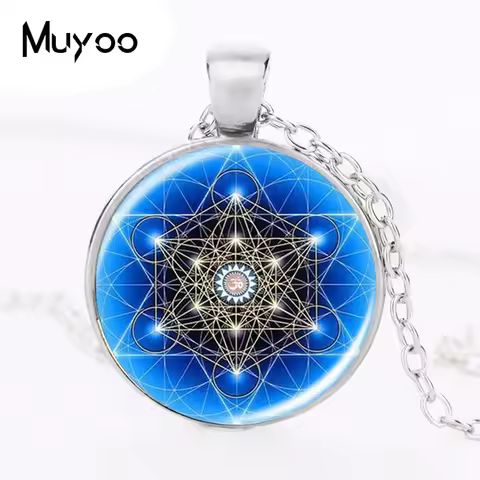 Mandala Pendant Necklace Blue Mandala Art Necklace zen Pendant charms Glass cabochon Necklace Yoga J