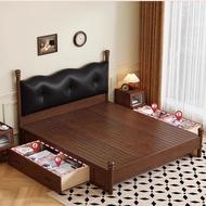 Solid wood 1.5m/1.8m double bed for small apartments,French retro style upholstered bed,simple desig
