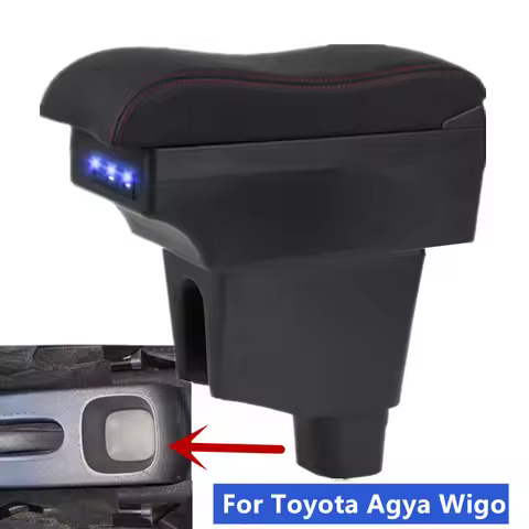 For Toyota Agya Armrest box For Toyota Agya Wigo Car Armrest Central Storage box Retrofit with USB C