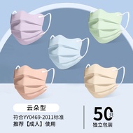 医用外科3d一次性独立包装蝶形口罩女高颜值2023网红医用马卡龙可爱显脸小时尚款夏季透气独立包装 【医用】【云朵形】【五色50只】独立包装