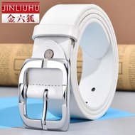 # Men's Leather-White Belt# Men's Pin Buckle Genuine Leather Youth Belt Men's and Women's Casual Sim