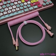 Custom Aviation Plug Keyboard Data Cable Hot Pink