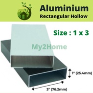 1 x 3 Aluminium Rectangular Hollow/Segi Empat Hollow / Bar Berongga Aluminium 长方通 2ft/ 4ft/ 6ft/ 8ft