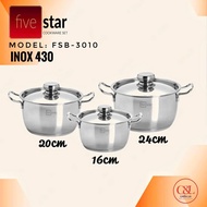 FIVESTAR 3 Cool Stainless Steel Pot Set 430 FSB3010
