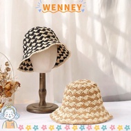 WENNEY Bucket Hat, Folding UV Protection Straw Hat,  Breathable Crochet Hat Women