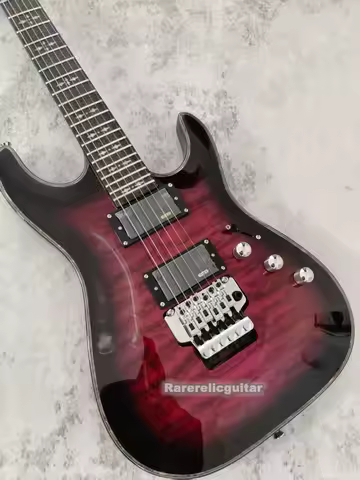 High Quality 6-string Schecter Purple Electric Guitar, Double-locking Tremolo Bridge, EMG Pickups, A