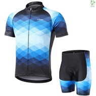 Lixada Men Cycling Jersey Breathable Short Sleeve Bike Shirt and Padded Shorts MTB Bicycle Clothing Suit