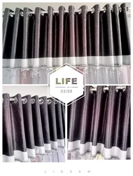 PONI Gorden Jendela Pendek Poni Blackout Pelangi Coklat Atas Pintu Full Aksesories Renda kristal