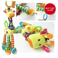 Giraffe Teether Mobile Rattle Plush Toy for Baby Girls Boys - Sensory Toy Baby Gift