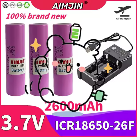 ✨3.7V 2600mah 18650 Battery For Samsung 26F ICR18650 26F 20A Lithium Ion Battery Replacement Externa