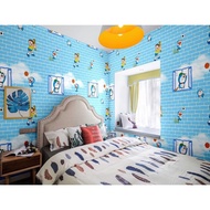Blue Brick Doraemon Wall Wallpaper 8m to 9m x 45cm
