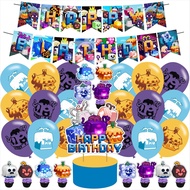 Blox Fruits Birthday Party Decoration,Blox FruitsTheme Birthday Banner, Cake Topper, Latex Balloons 