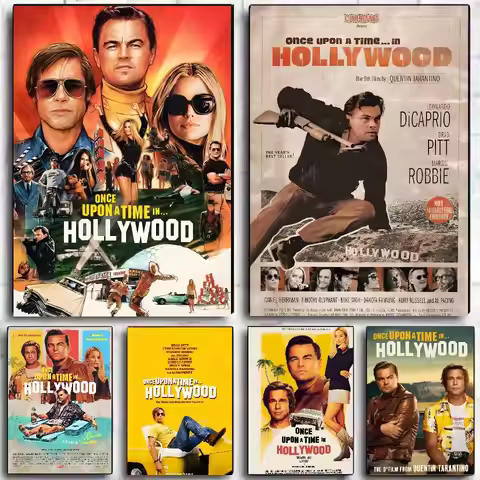 O-Once Upon a Time in Hollywood Poster Self-adhesive Art Waterproof Paper Sticker Coffee House Bar D