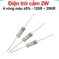 [Great price Combo] (20 pieces) 2W plug-in resistor with 4 color rings ±5% - value 120R to 25KR