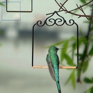 Iron and Wood Birds Perch Birds Swing Garden Decor Hummingbird Swing and Perch with Rustic Metal Fra