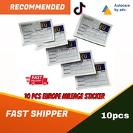 EURO Mileage Stickers / Service Reminder Stickers (10pcs)