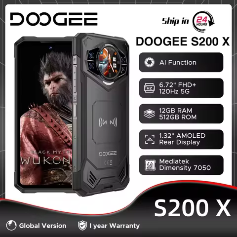 Global Version DOOGEE S200 X 5G Rugged Phone 32GB 512GB 6.72" FHD+ 120Hz Display MTK Dimensity 7050 
