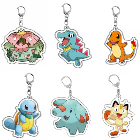 Keychain for Pokemon Azumarill Gengar Lucario Articuno Anime Game Fans Gifts Recycled Acrylic Backpa