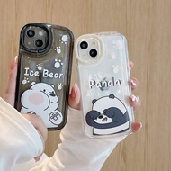 We Bare Bears Phone Case Compatible For iPhone 13 11 12 14 Pro Max 14 Plus Cover Colorful Cartoon Invisible Stand Holder