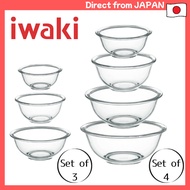 iwaki Heat-Resistant Glass Bowl Set – Wide Mouth, Low Center of Gravity, AGC Techno Glass, Japan