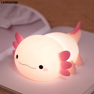 LEMONTRE Night Light, Touch Control Silicone Nursery Sleeping Lamp,  Nightlights Cute Axolotl for Ba