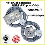 {Sirim} 1 / 2 gang x 13amp Metal Clad Heavy Duty Portable Socket Extension Trailing Socket Extension