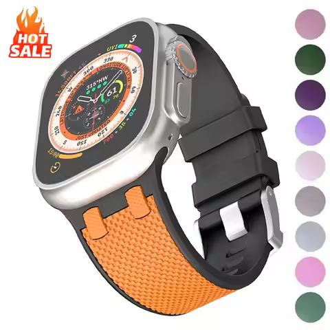 Silicone Band Carbon Fiber Strap Men Sport Bracelet For Apple Watch 41mm 42mm 44mm 45mm 46mm 49mm iW