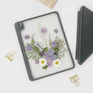紫白花綠葉手工押花iPad殼 iPad Air 11寸13寸iPad Pro11寸13寸