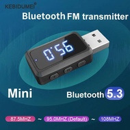 Bluetooth 5.3 Transmitter Receiver 87.5-108MHZ FM Adapter Handsfree Call Mini USB Power Car Kit Auto Wireless Audio FM Radio