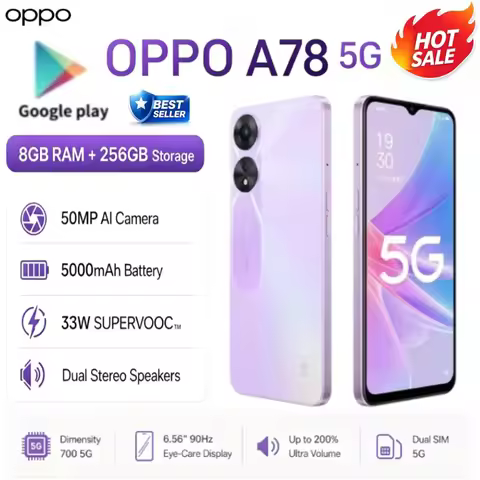 2026 new OPPO A78 5G Smartphone 8GB+256GB, Dimensity 700, 90Hz Display, 50MP Camera, 5000mAh Battery