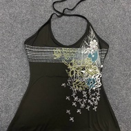 Y2k Tank Top Chic Flower Harajuku Graphic Print Punk Crop top Vintage Casual Sleeveless Top Streetwe