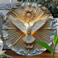 Aluminum Metal Wall Art: Spiritual Dove in 2D, Chinese Inspired Home Decoration, 8x8 Inch Elegant Di