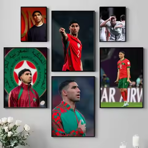 A-Achraf H-Hakimi Poster Self-adhesive Art Waterproof Paper Sticker Coffee House Bar Room Wall Decor