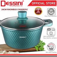 DESSINI ITALY 24CM Rhombus Casserole Die Cast Aluminium Non Stick Pot Bowl Pan Cookware Tool with Co